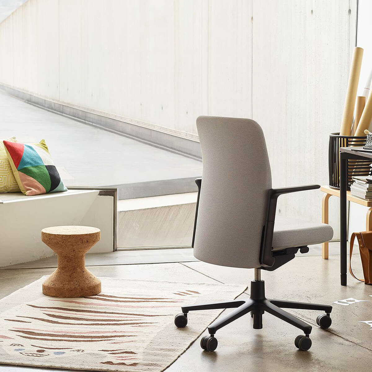 Model A / Mobile / BlackMenu / Cork Family Stool, designed By Jasper Morrison for Vitra