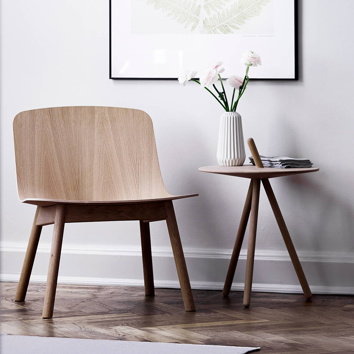 Soap Treated Oak / Mobile / BlackMenu / Come Here Side Table, designed by Steffen Juul