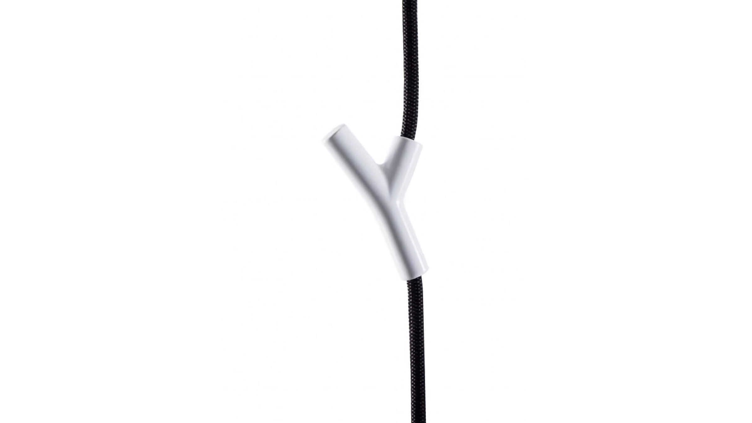 Black Rope White Hooks / Desktop / BlackMenu / Wardrope Hanging Coat Rack, designed by Susanne Stofer and Veronica Wildgruber