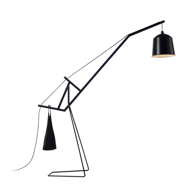 COVO A Floor Lamp by Aust & Amelung. A sleek black metal floor lamp with a modern geometric tripod base and adjustable arm.