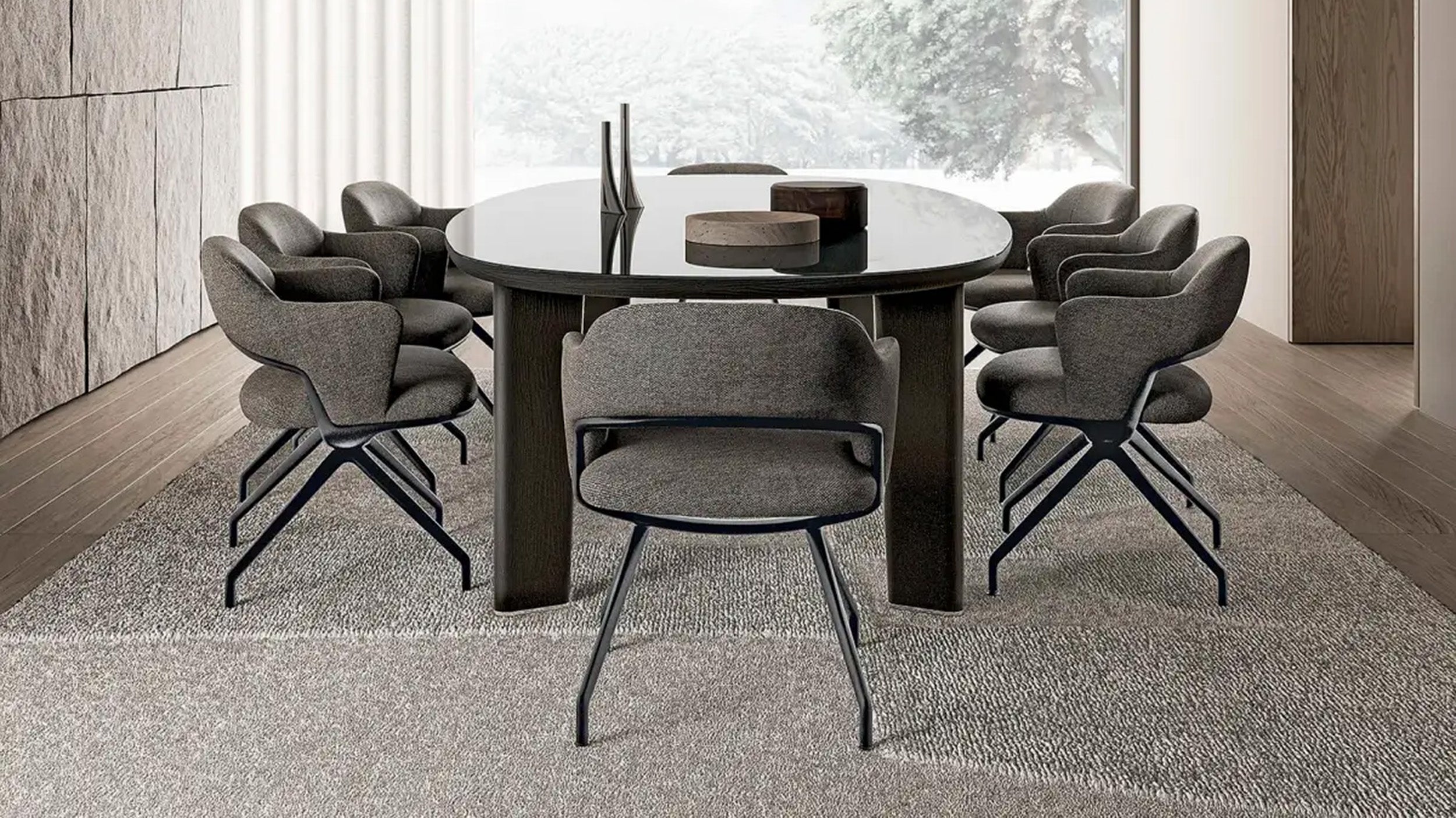 Desktop / Alma Dining Armchair, designed by Antonio Citterio for Flexform