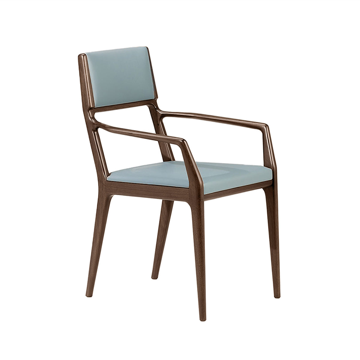 Steel Blue SC254 Leather / Mobile / Ala dining chair with Arms, designed by Giuseppe Casarosa for Ceccotti Collezioni