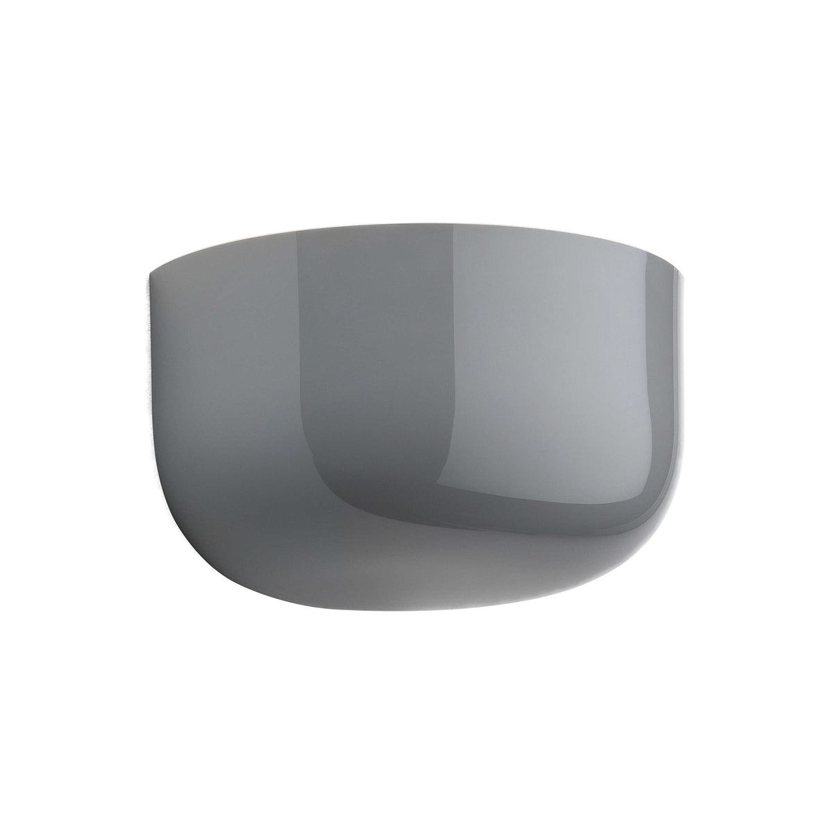Flos Bellhop Wall Up by Edward Barber. A smooth, glossy gray ceramic bowl with curved sides and soft lighting.