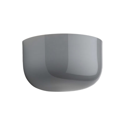 Flos Bellhop Wall Up by Edward Barber. A smooth, glossy gray ceramic bowl with curved sides and soft lighting.