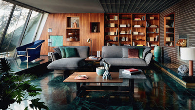 Left Chaise / With Table / Desktop / BlackMenu / 550 Beam Sofa System designed by Patricia Urquiola made by Cassina