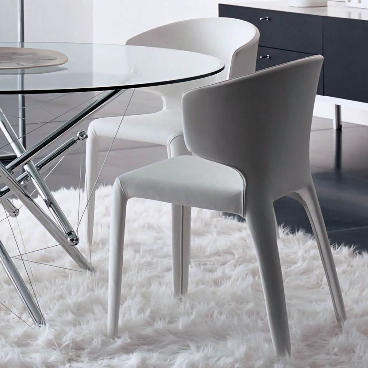 Cenere Leather 13X328 / Mobile / BlackMenu / Hola 367 Chair, designed by Hannes Wettstein made by Cassina