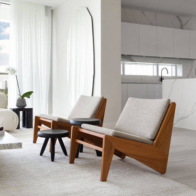 Natural Teak / Mobile / BlackMenu / Kangaroo Chair, designed by Pierre Jeanneret made by Cassina