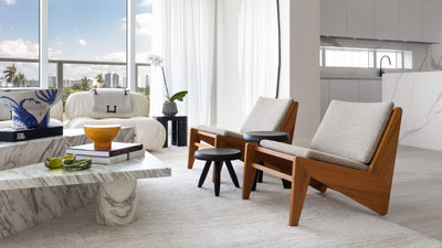Natural Teak / Desktop / BlackMenu / Kangaroo Chair, designed by Pierre Jeanneret made by Cassina
