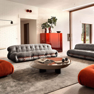 Luxor Fucile Fabric - Red Frame / Mobile / BlackMenu / Soriana Sofa, designed by Afra and Tobia Scarpa made by Cassina