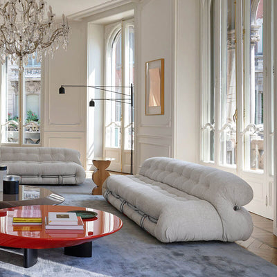 Corda Fabric - Chrome Frame / Mobile / BlackMenu / Soriana Sofa, designed by Afra and Tobia Scarpa made by Cassina
