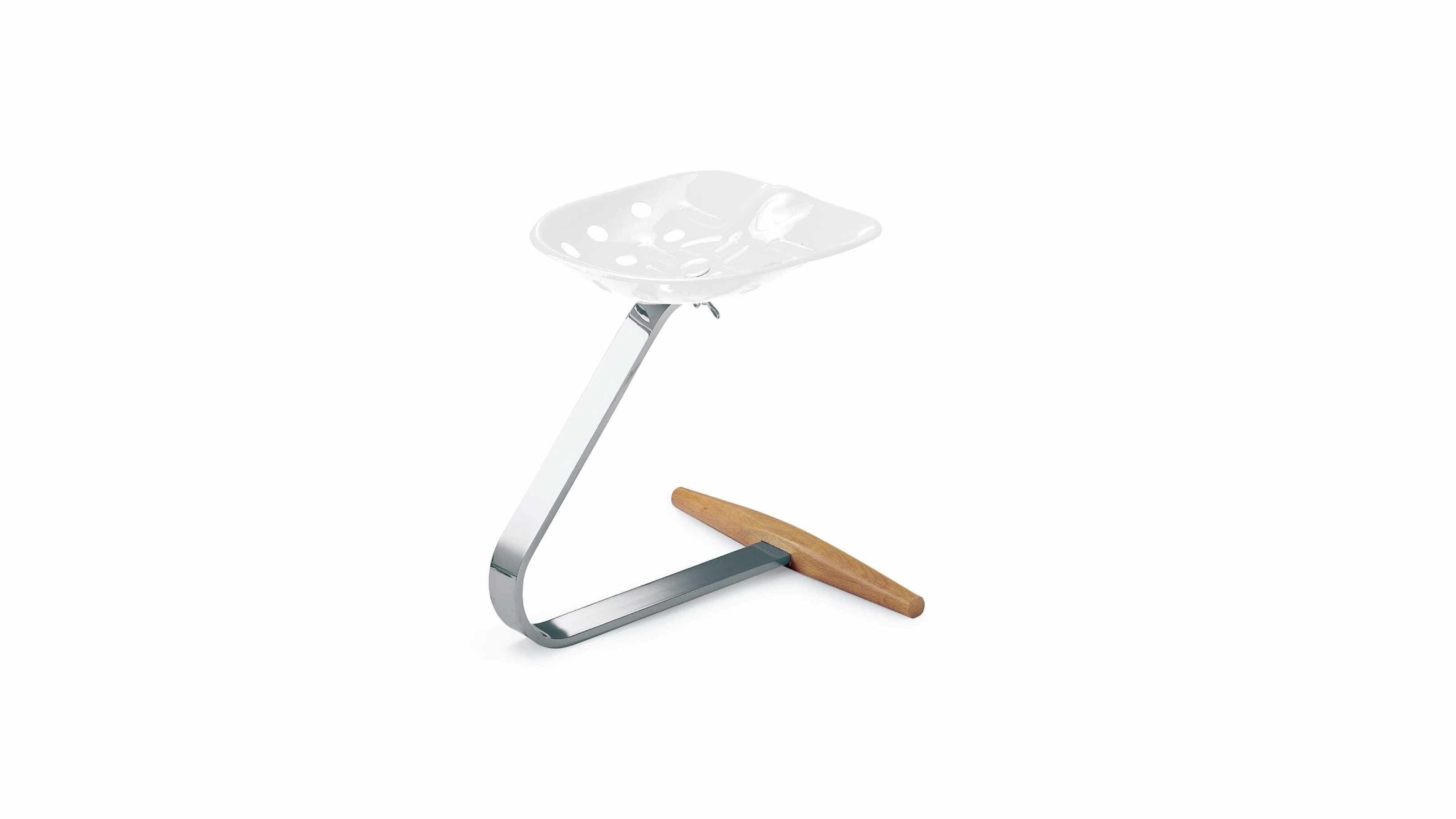 White / Desktop / BlackMenu / Mezzadro Stool, designed by Achille and Pier Giacomo Castiglioni