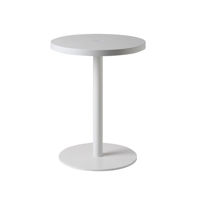 COVO Edvige by Enzo Calabrese. A minimalist white round table with a pedestal base stands against a plain background.