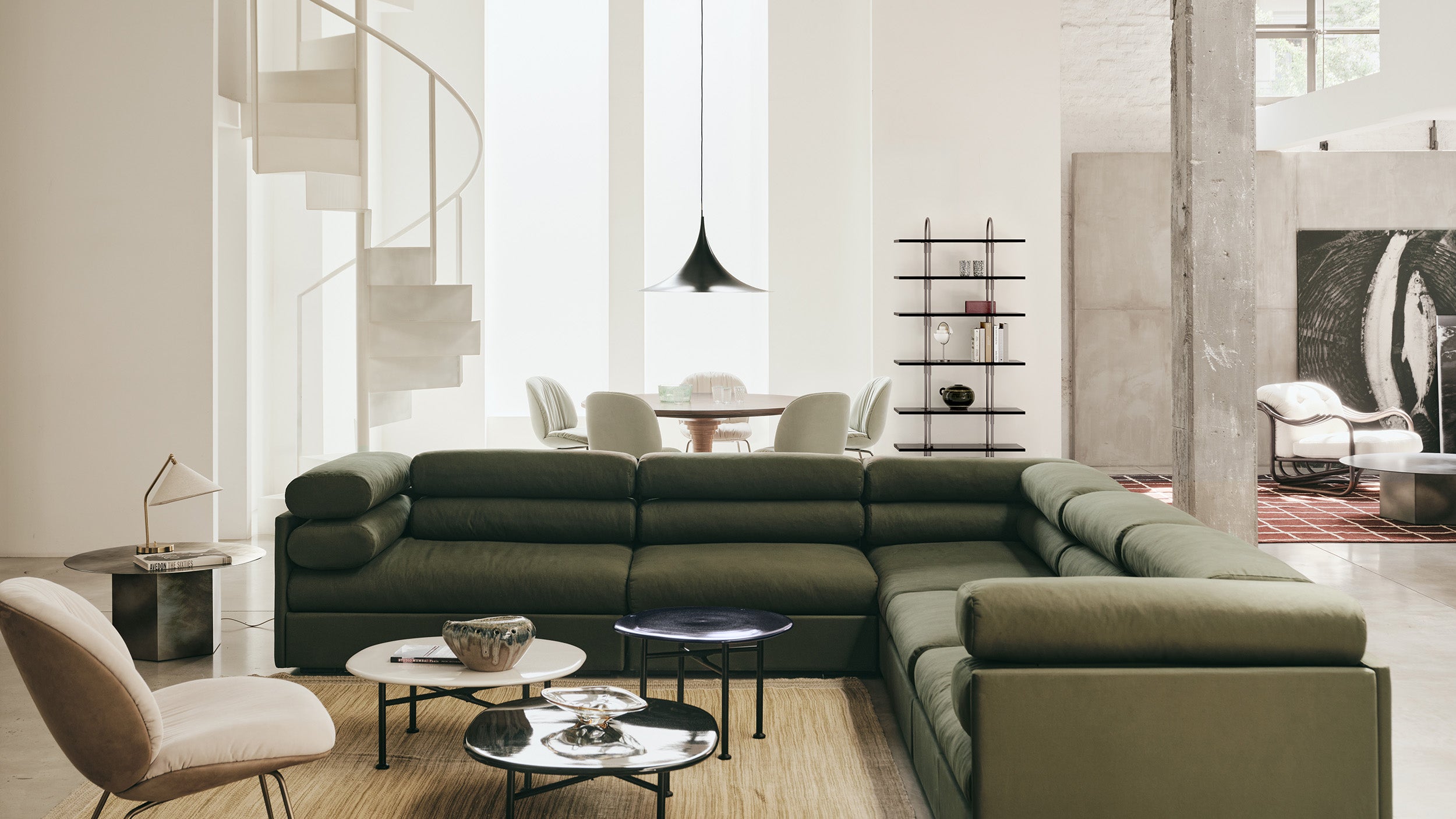 Desktop / Elogio Sofa, designed by Tobia and Afra Scarpa and made by Gubi