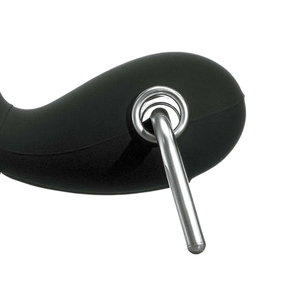 Cappellini Embryo Chair by Marc Newson. A black curved component connects to a polished metal stem.