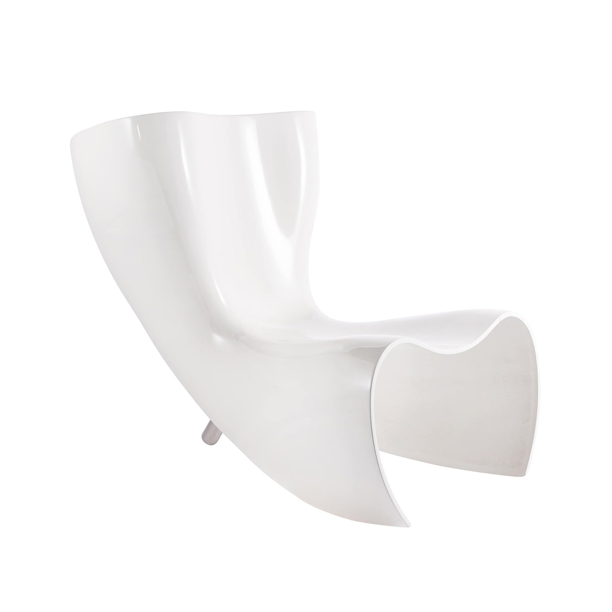 Cappellini Felt Chair by Marc Newson. A sleek white sculptural chair features smooth curves and a glossy finish.