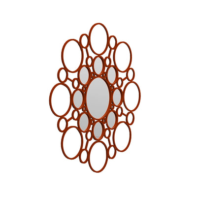 COVO Floret Mirror by Marta Laudani. A rustic brown metal frame holds multiple oval mirrors with gray-tinted centers.