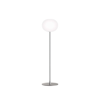 Flos Glo-Ball Floor 1 by Jasper Morrison. A minimalist floor lamp with a white frosted globe shade and sleek metal stem.