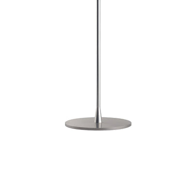 Flos Glo-Ball Floor 1 by Jasper Morrison. A sleek metallic stand with a circular base and tapered stem.