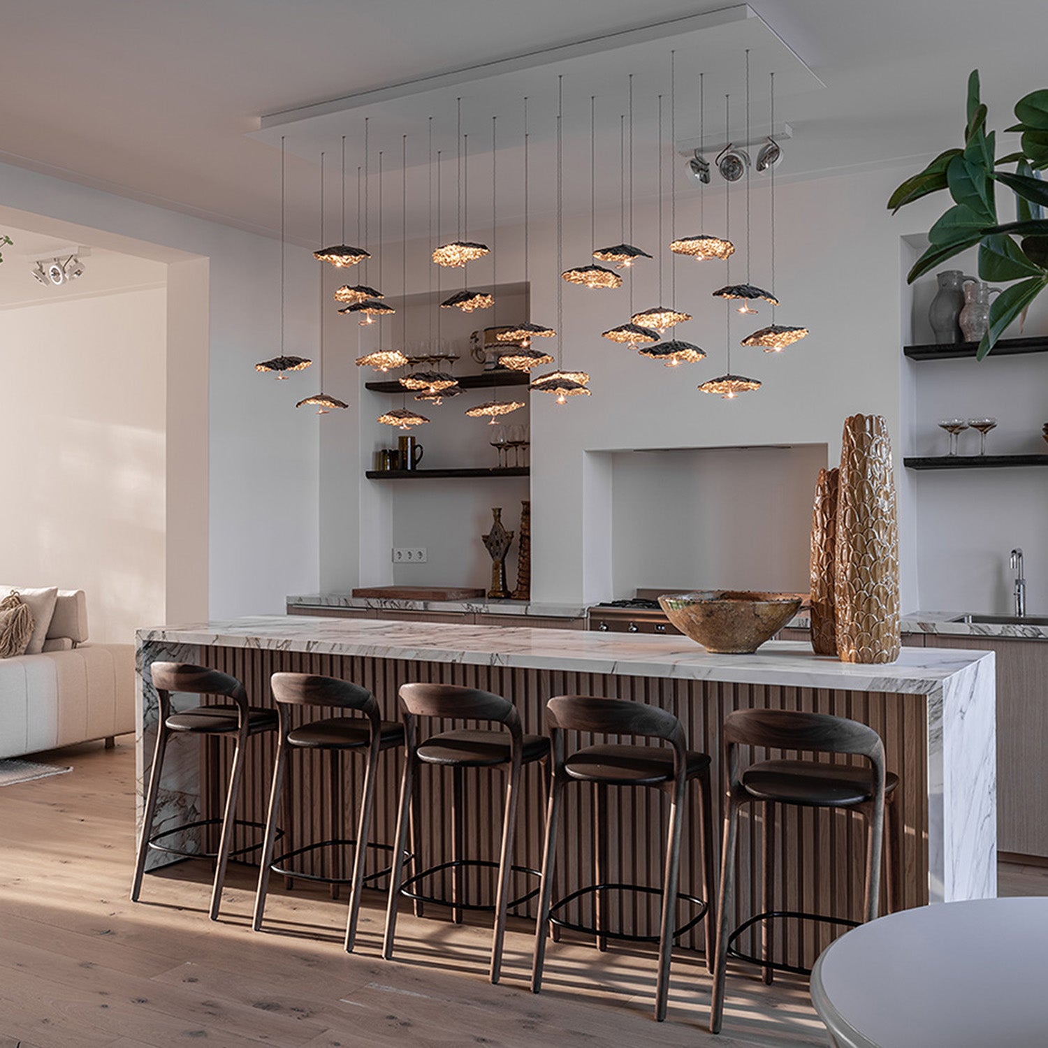 Mobile / Gold Moon Chandelier, by Catellani & Smith