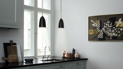 Black Semi Matt / Desktop / Gräshoppa Pendant Lamp, designed by Greta M. Grossman and made by Gubi