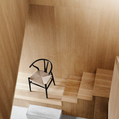 Beech - Black - Natural Cord / Mobile / BlackMenu / Wishbone Chair, designed by Hans J. Wegner