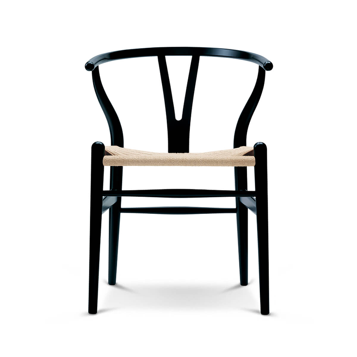 Beech - Black - Natural Cord / Mobile / BlackMenu / Wishbone Chair, designed by Hans J. Wegner
