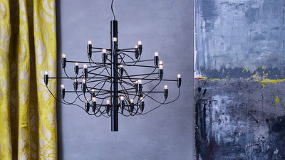 Matt Black / Desktop / 2097-30 UL Chandelier, designed by Gino Sarfatti made by Flos