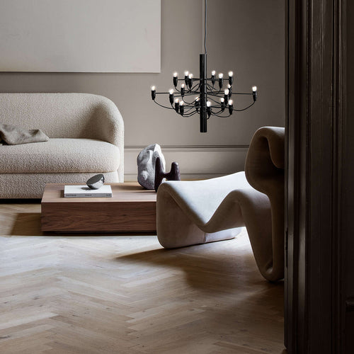 Matt Black / Mobile / 2097-18 UL Chandelier, designed by Gino Sarfatti made by Flos