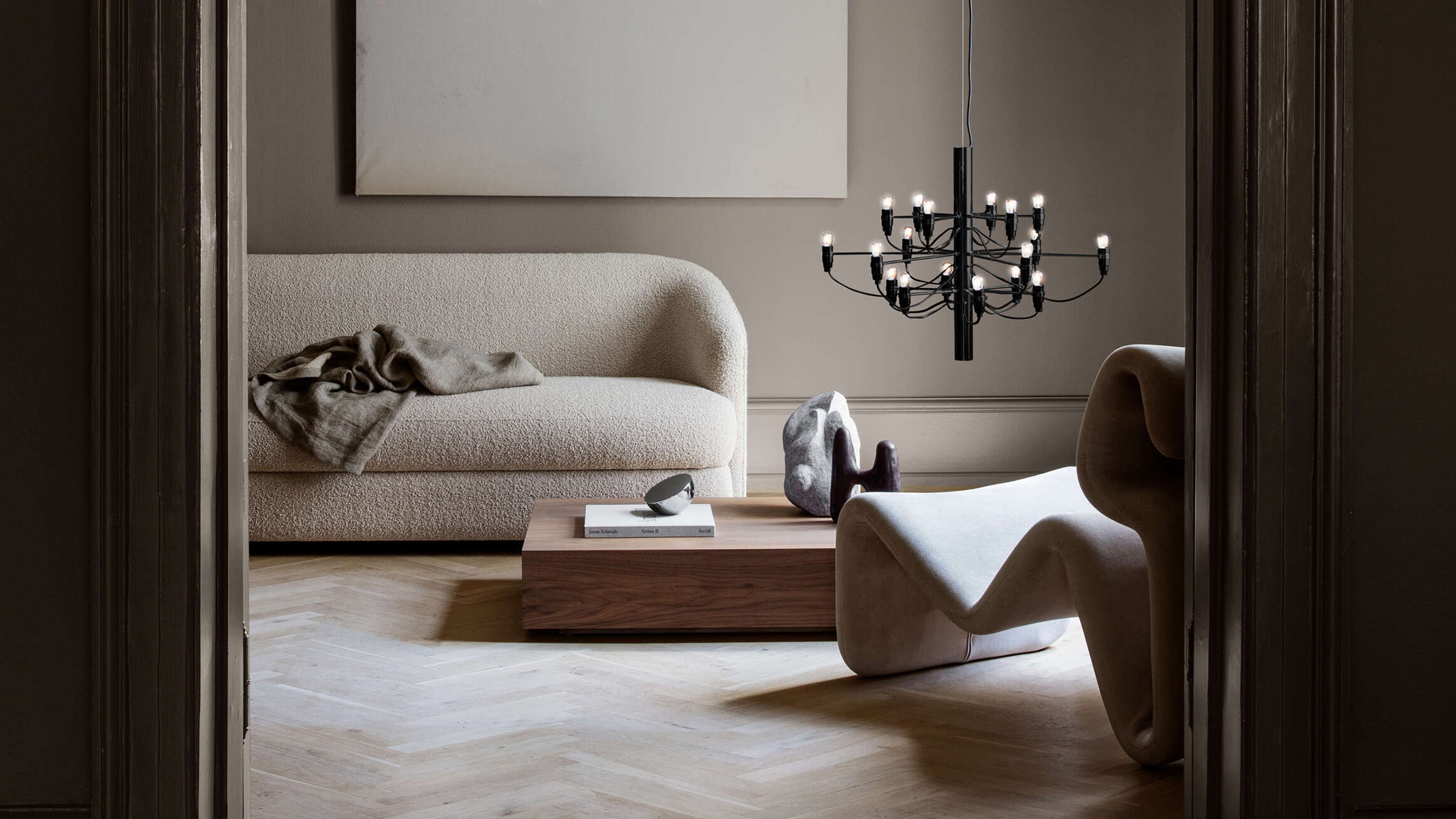 Matt Black / Desktop / 2097-18 UL Chandelier, designed by Gino Sarfatti made by Flos