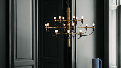 Brass / Desktop / 2097-18 UL Chandelier, designed by Gino Sarfatti made by Flos