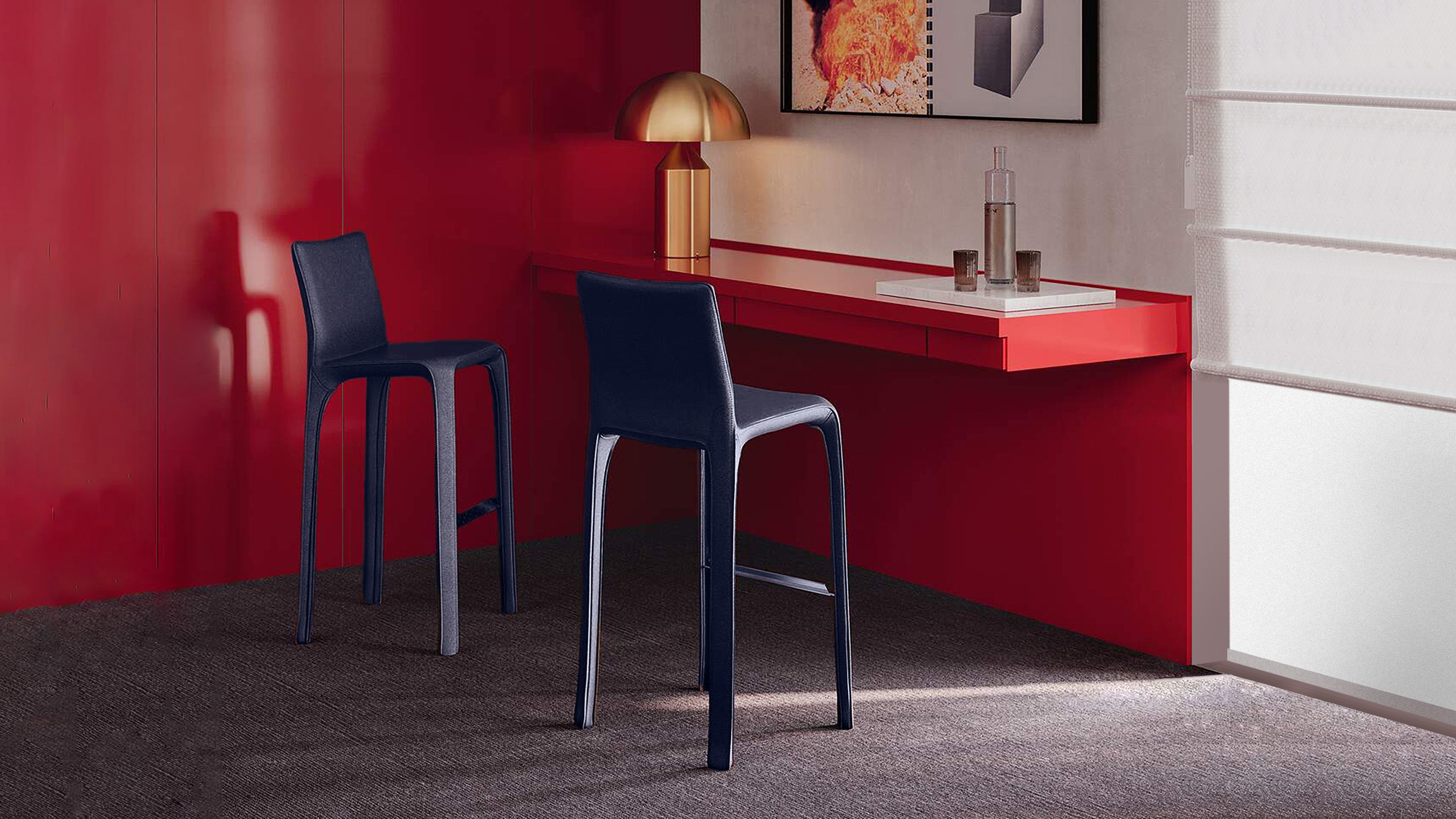 Desktop / Cab 410 Barstool High Back, designed by Mario Bellini for Cassina