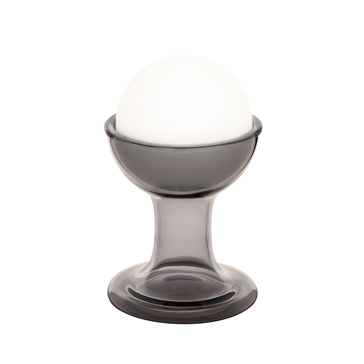 Established & Sons Gelato Lamp by Carlo Nason. A translucent gray stand supports a glowing white spherical dome.