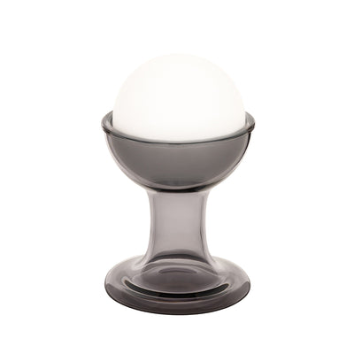 Established & Sons Gelato Lamp by Carlo Nason. A translucent gray stand supports a glowing white spherical dome.