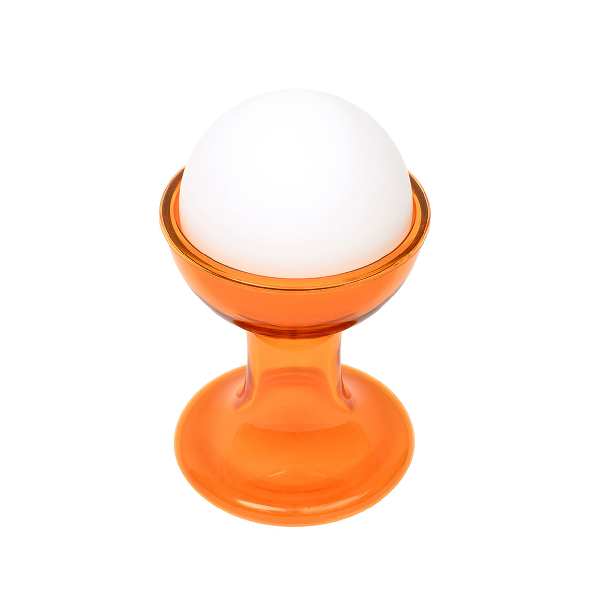 Established & Sons Gelato Lamp by Carlo Nason. An orange translucent stand holds a white frosted sphere.