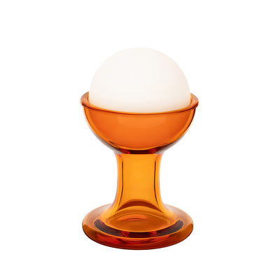 Established & Sons Gelato Lamp by Carlo Nason. An amber glass goblet holds a glowing frosted white sphere.
