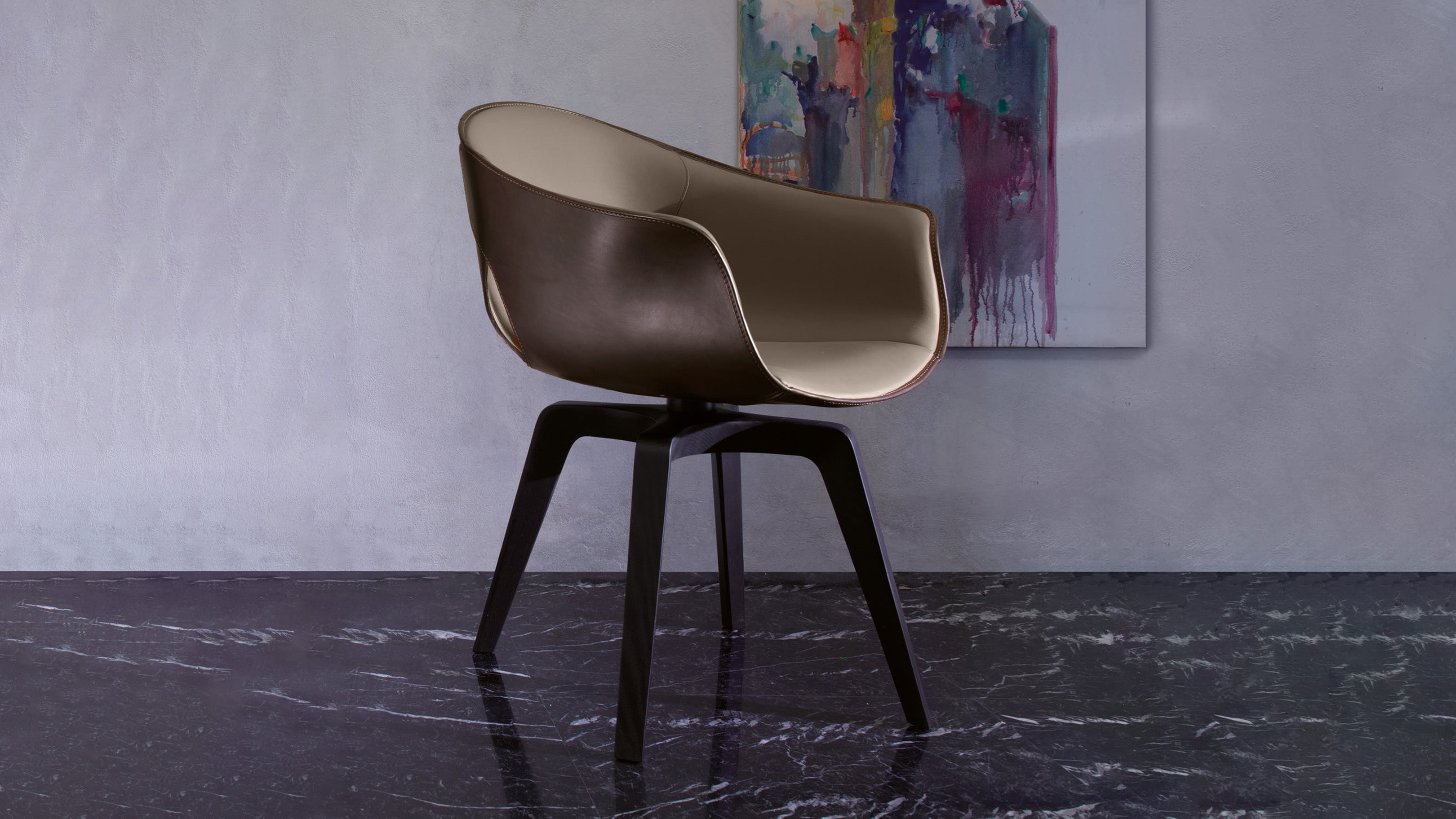 Desktop / Ginger Swivel Chair, designed by Roberto Lazzeroni for Poltrona Frau