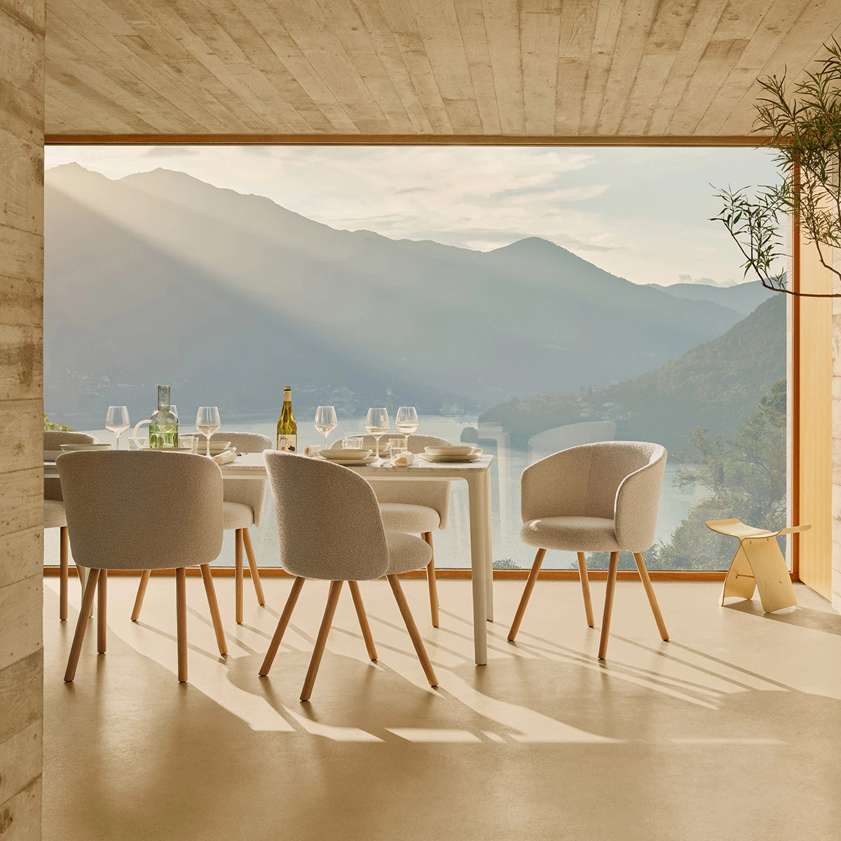Nubia Ivory Pearl - Natural Oak / Mobile / Mikado Side Chair, designed by Edward Barber &amp; Jay Osgerby made by Vitra