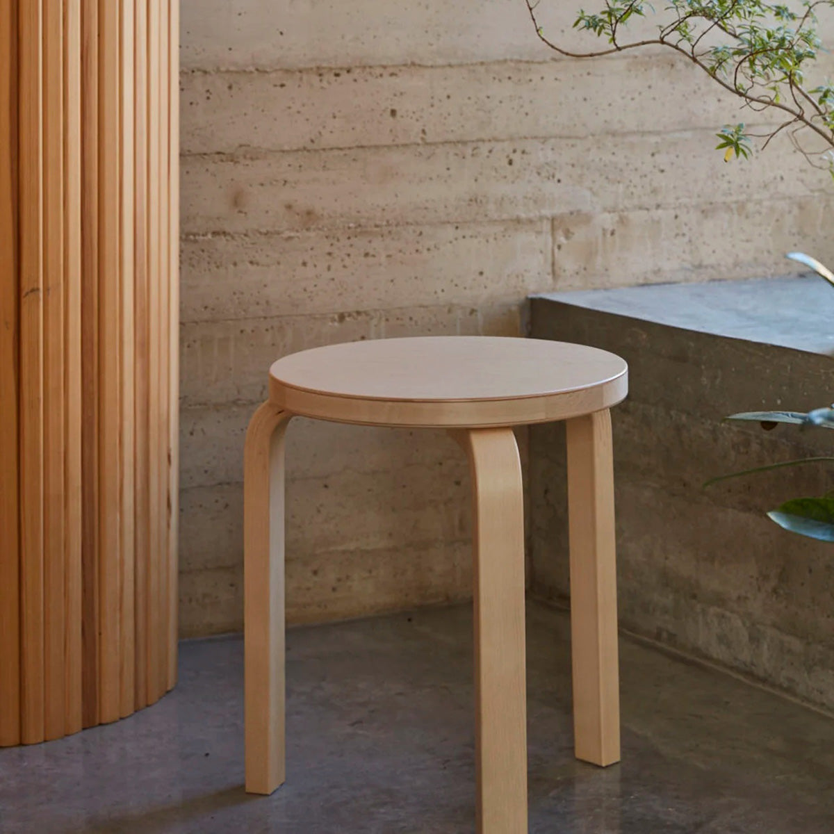 Birch - Natural Top / Mobile / Stool 60, designed by Alvar Aalto made by Vitra