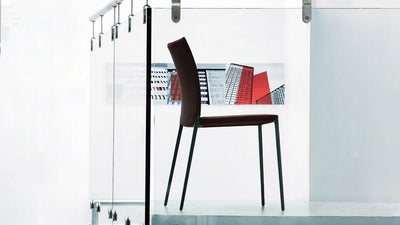 Grey Leather 0312 / Desktop / Talia Stacking Chair, designed by Roberto Barbieri for Zanotta