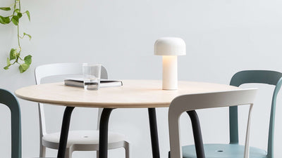 White / Desktop / Bellhop Table Lamp, designed by Edward Barber and Jay Osgerby made by Flos