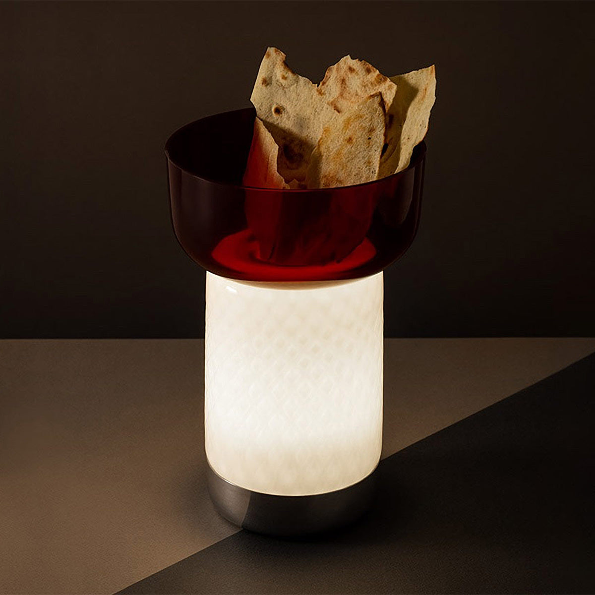 Red / Mobile / Artemide Bonta Lamp + Bowl, designed by Attila Veress and Davide Oldani