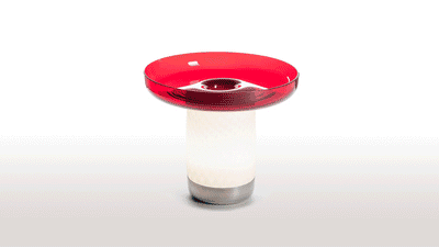 Red / Desktop / Artemide Bonta Lamp + Plate, designed by Attila Veress and Davide Oldani