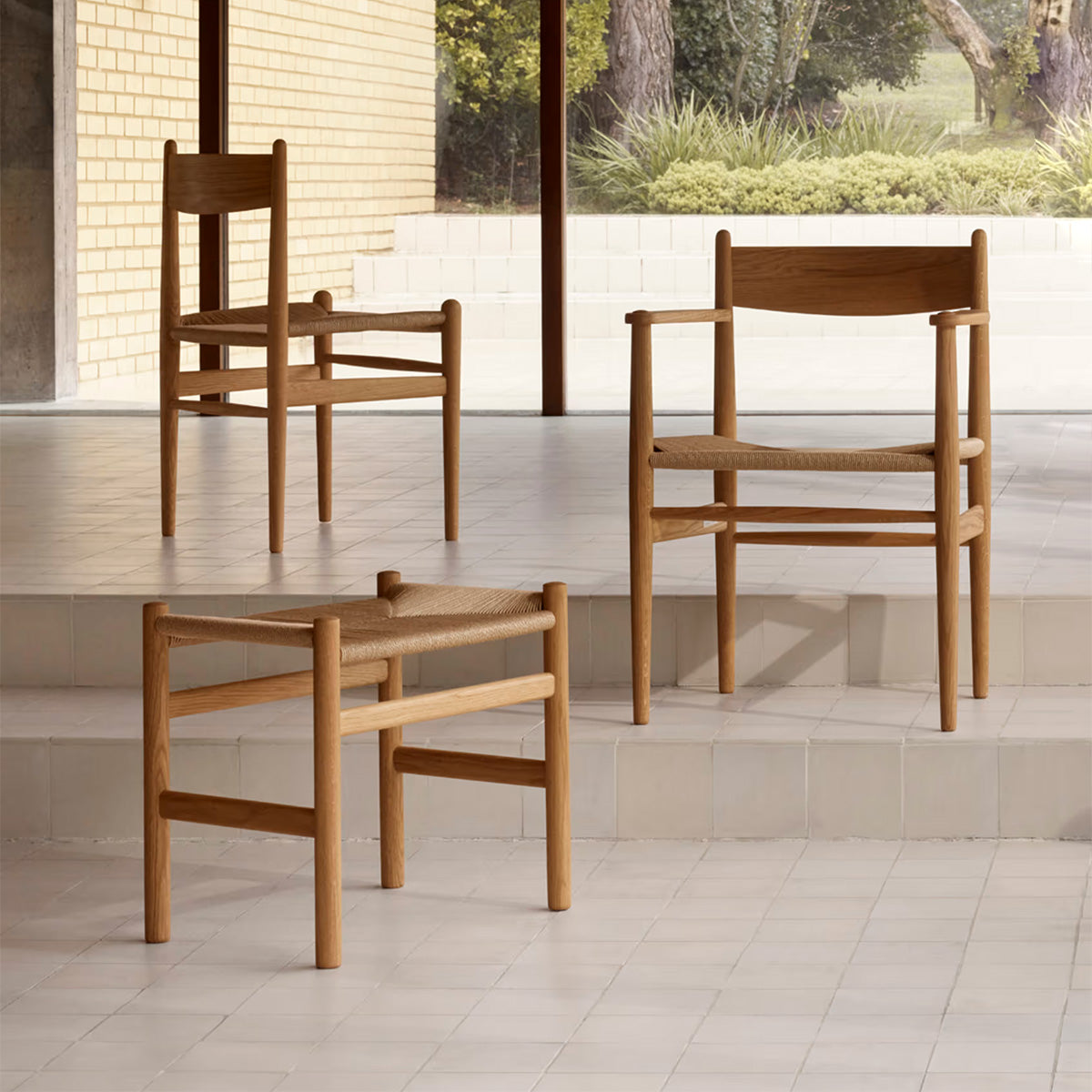 Mobile / CH53 Footstool, designed by Hans J Wegner for Carl Hansen