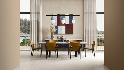 Saddle Leather Cammello / Desktop / Isadora Chair with arms, designed by Roberto-Lazzeroni and made by Poltrona Frau