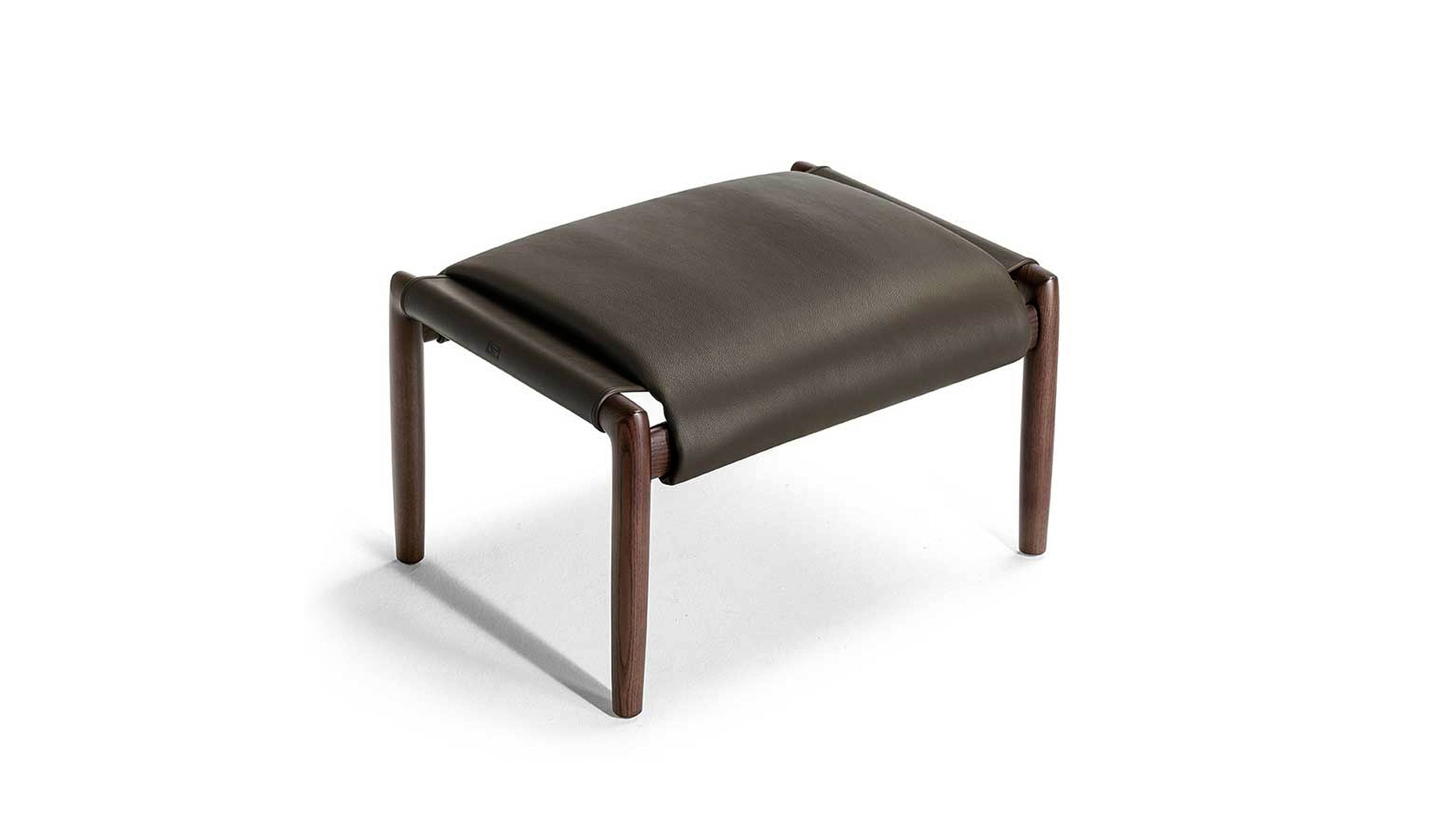 Desktop / Times Lounge Ottoman in Soul Dusty Leather, made by Poltrona Frau