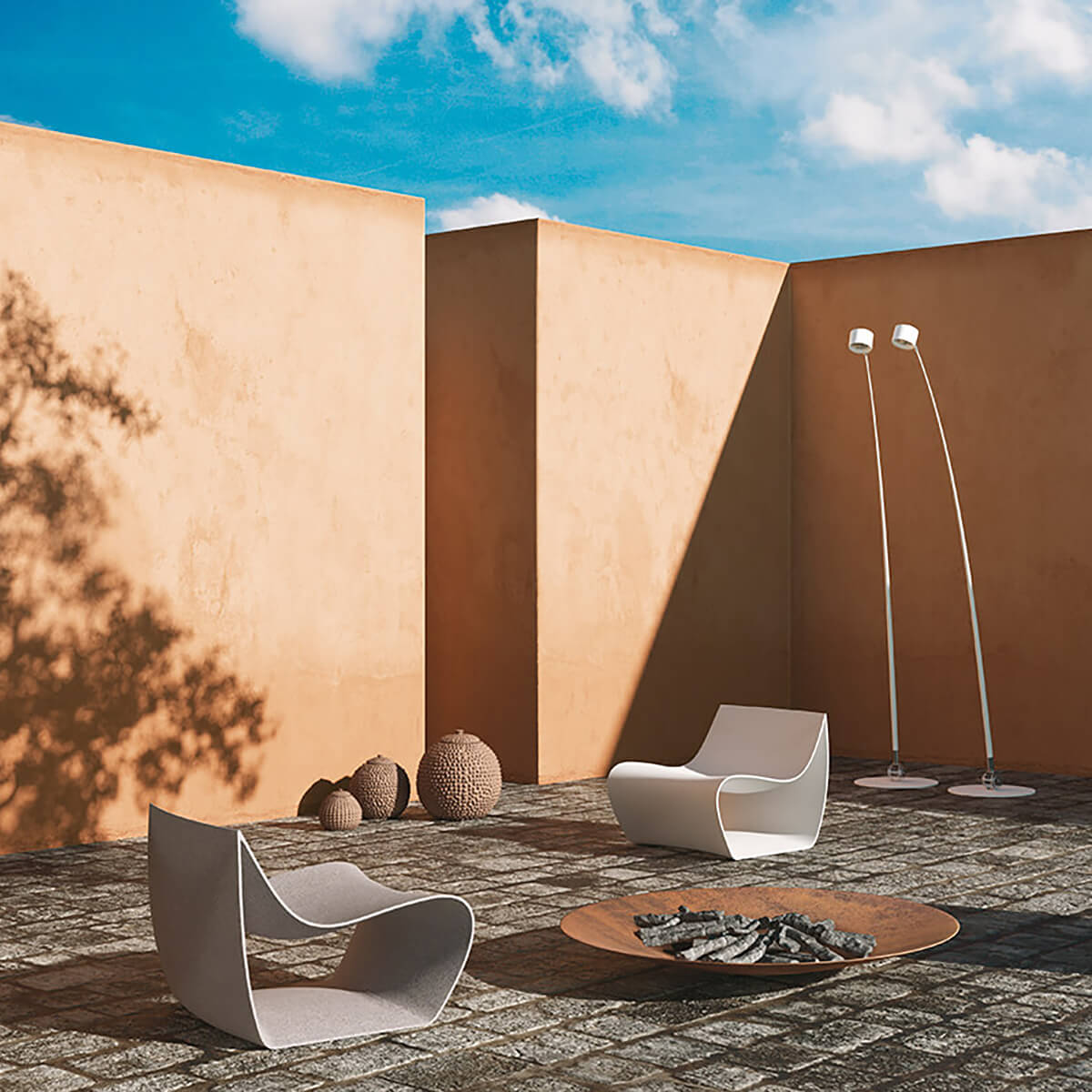 Matt Cement / Mobile / WhiteMenu / Sign Matt Outdoor Armchair, designed by Piergiorgio Cazzaniga