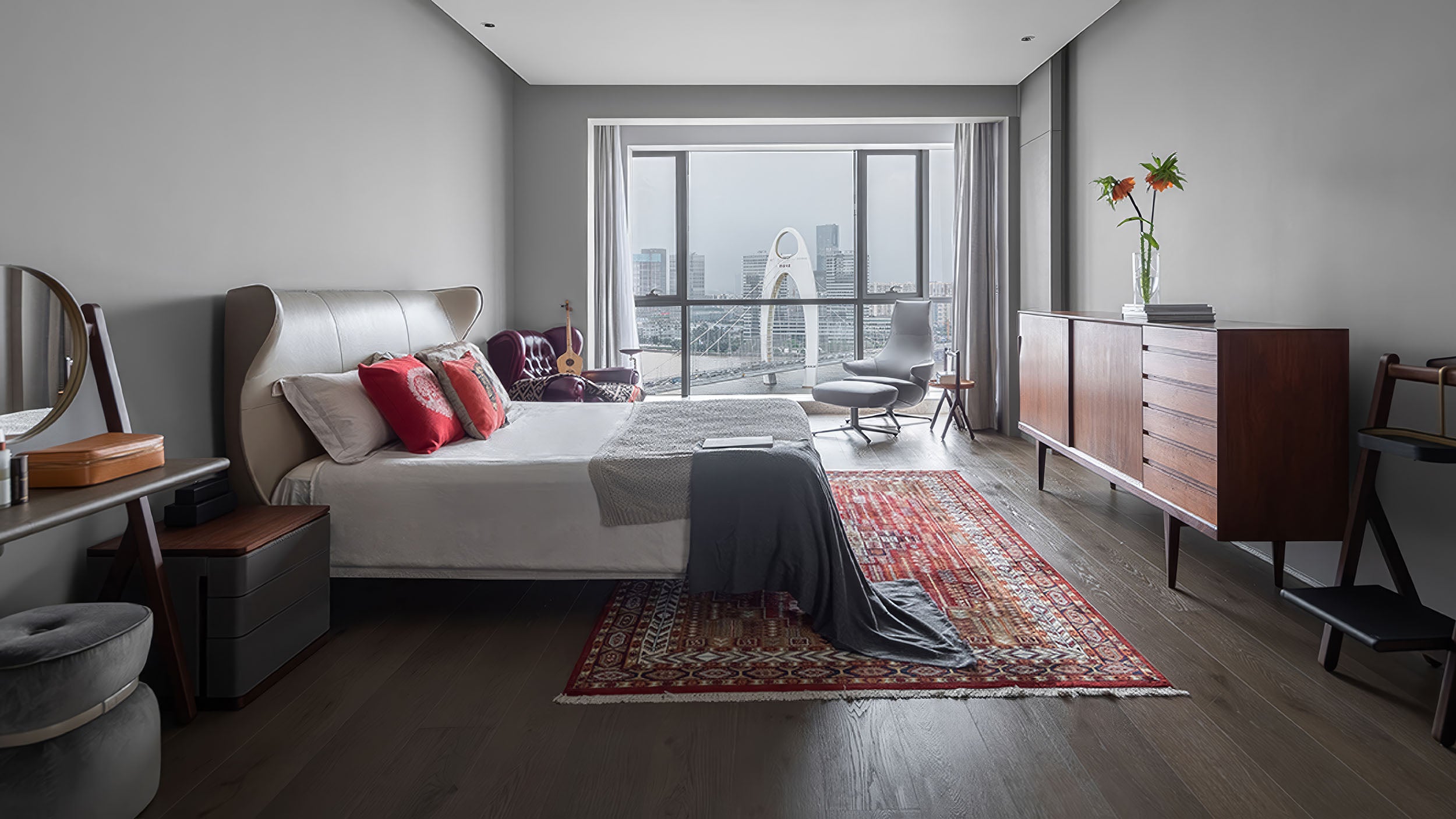 Desktop / Mamy Blue Bed, designed by Roberto Lazzeroni for Poltrona Frau