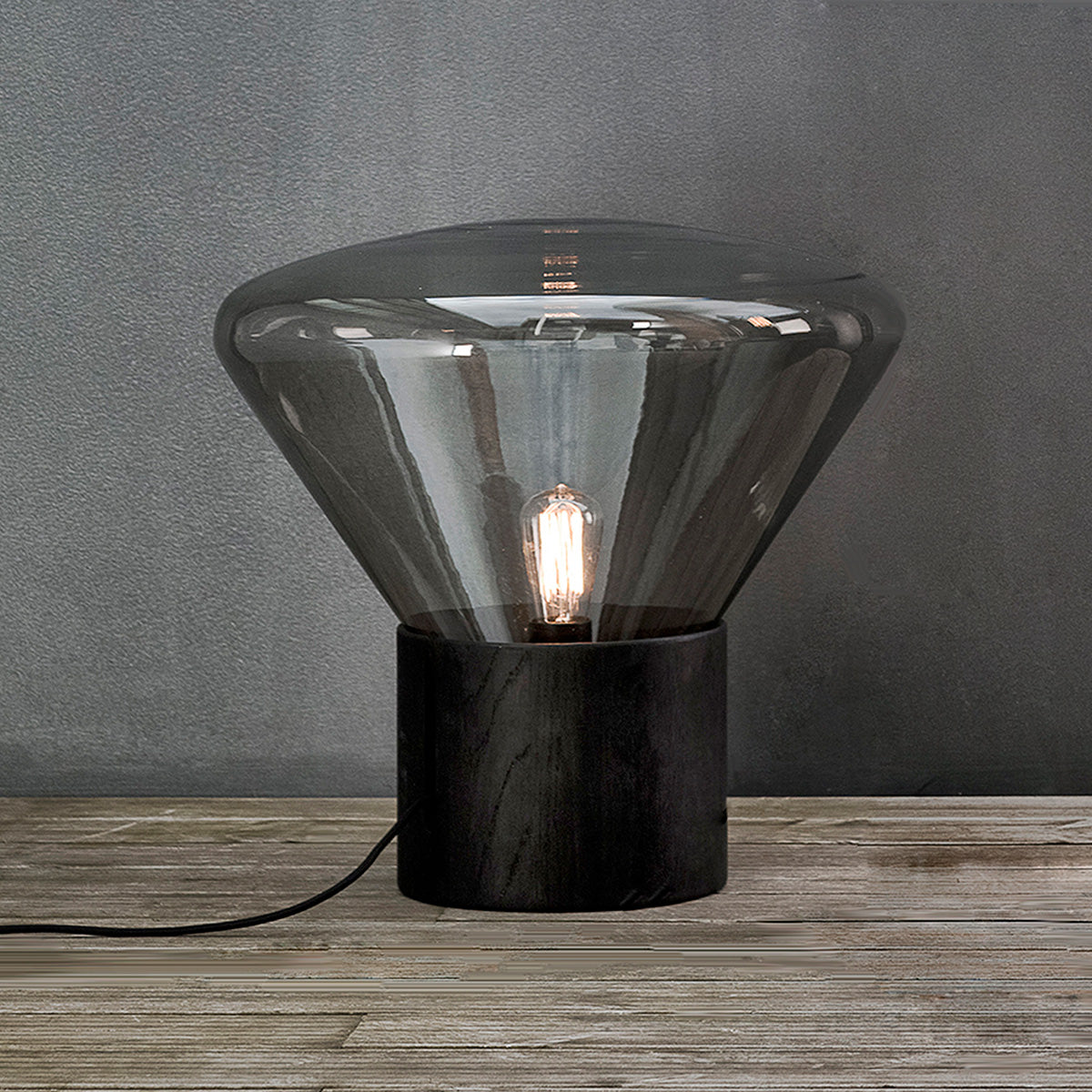 Black Oak - Smoke Glass / Mobile / Muffins Large Table Lamp, designed by Lucie Koldova &amp; Dan Yeffet for Brokis