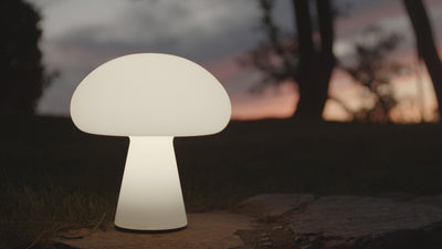 Pearl White / Desktop / Obello Portable Lamp, designed by Mathieu Matégot for Gubi