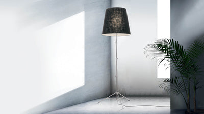 Black Jute Shade / Desktop / BlackMenu / Gilda Floor Lamp, designed by Enrico Franzolini